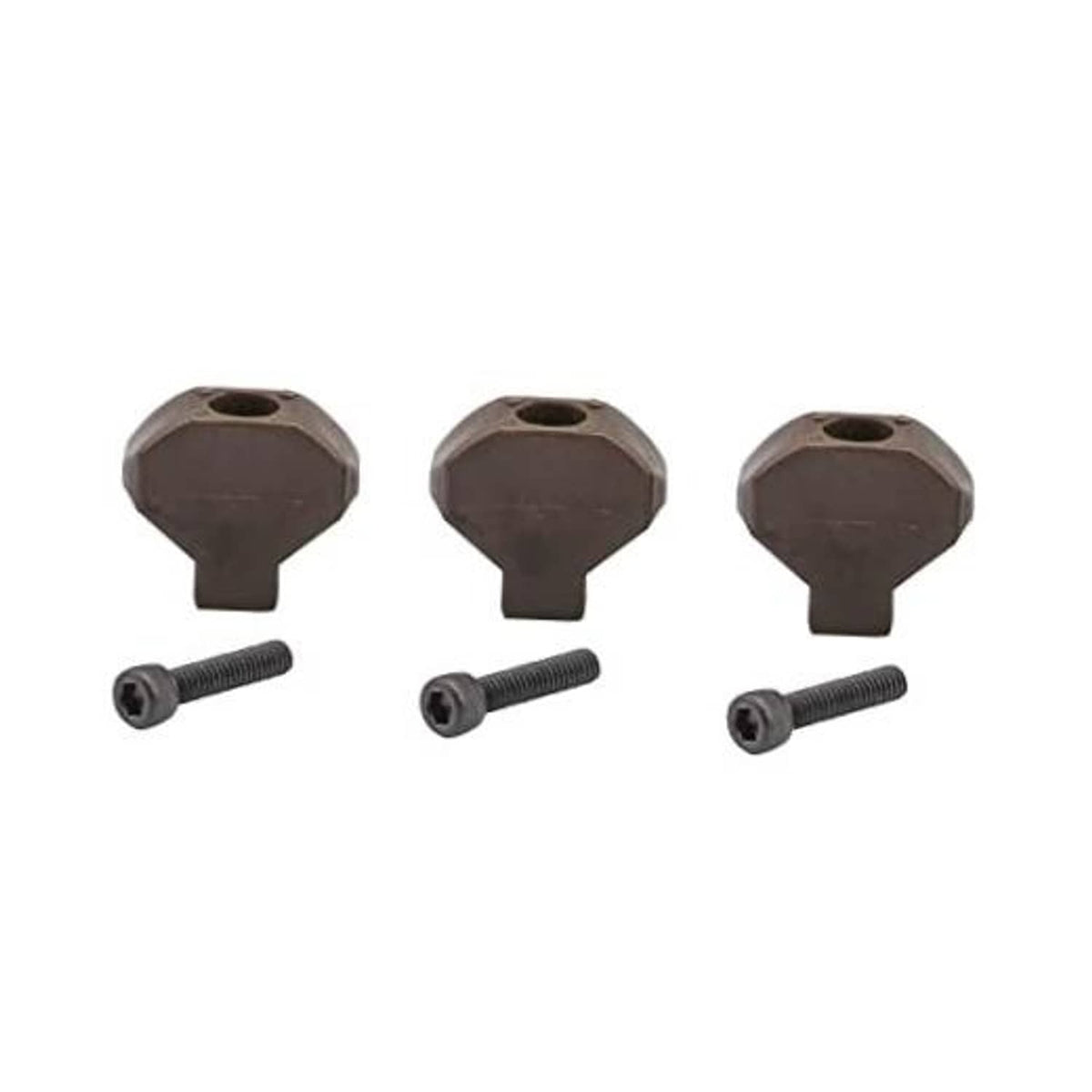 Dark brown clutch buttons with mounting bolts, 3-piece kit