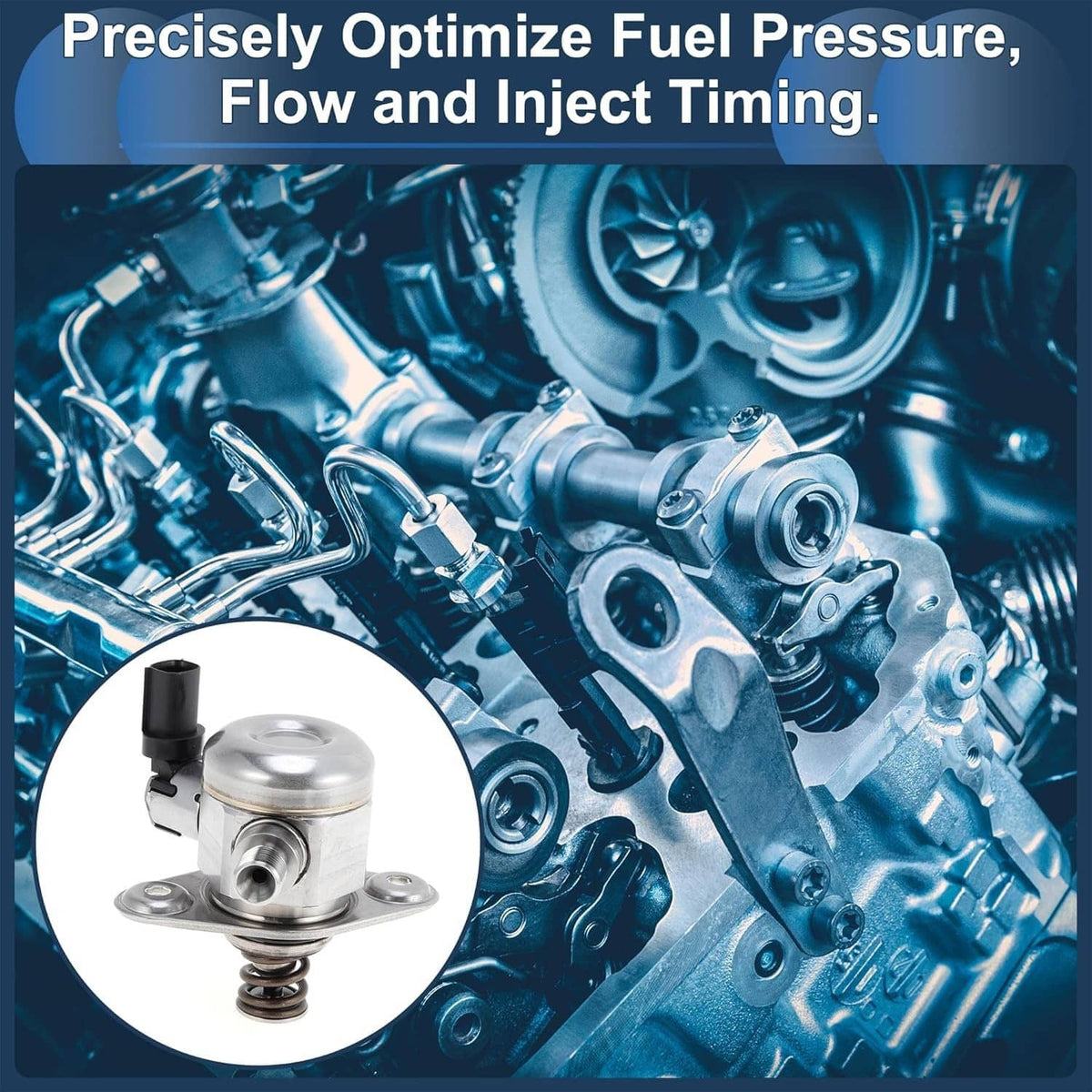 Fuel pressure pump close-up with metal canister, spring, and threaded outlet