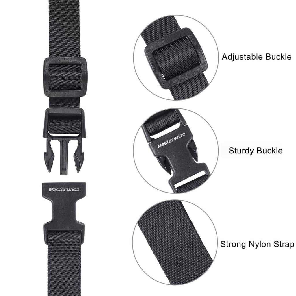 Adjustable black nylon cargo buckle strap with sturdy clasp and strong webbing