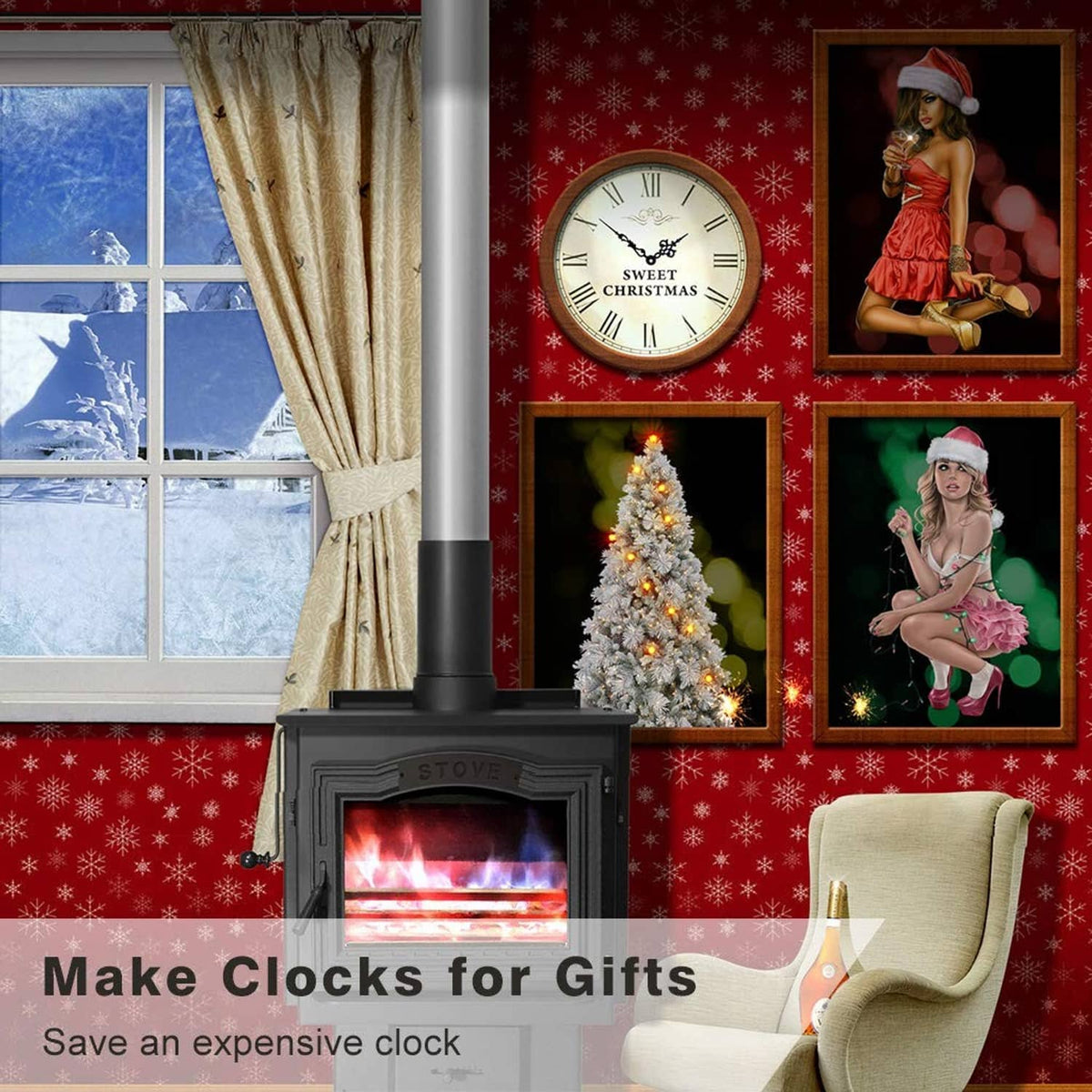 Analog clock with ornate hands and white dial
