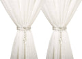 Crystal beaded magnetic curtain tieback with round beaded cluster and hanging teardrop