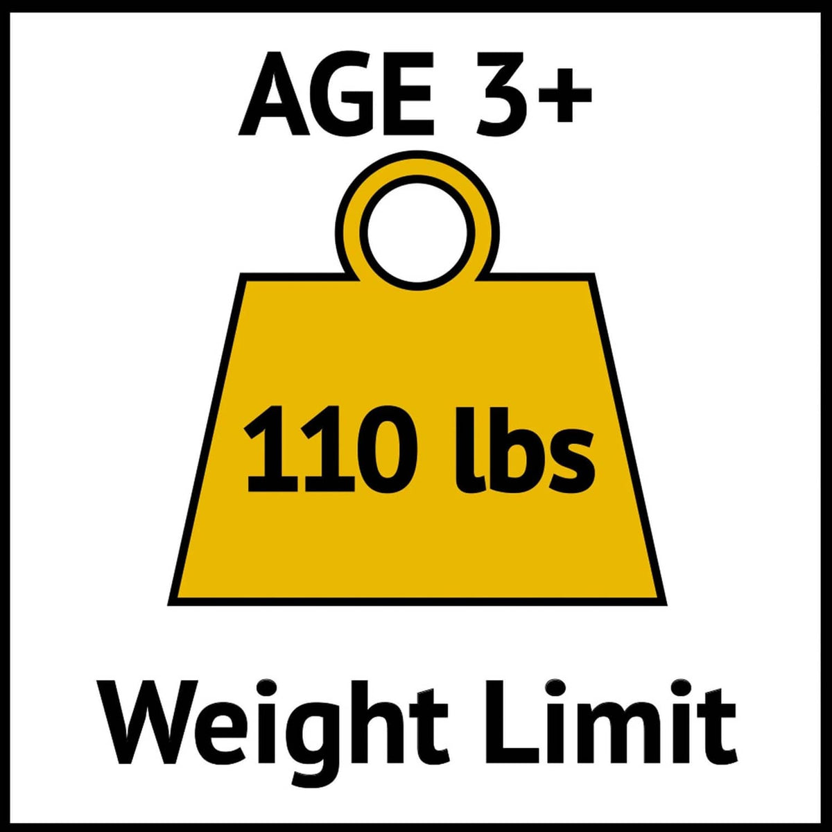Age 3+ weight limit sign: 110 lbs.