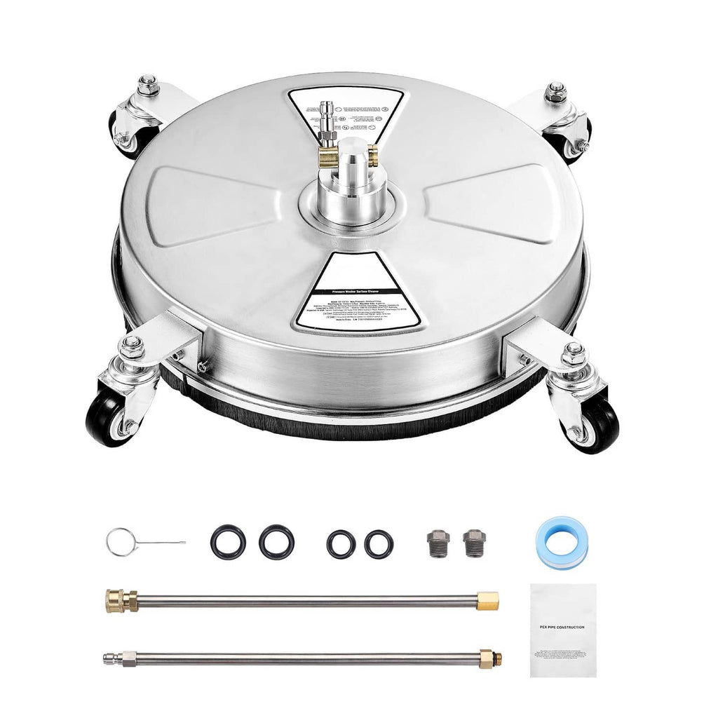 15-inch pressure washer surface cleaner with 4 swivel wheels and accessory parts