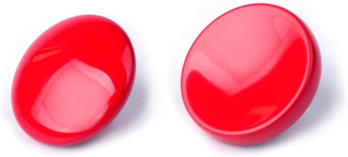 Red metal soft shutter release button, domed head on gray base, 11mm style.