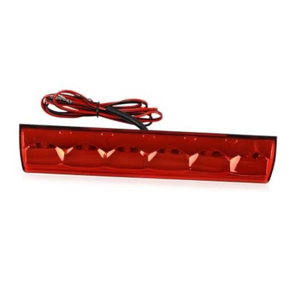 Red LED third brake light with recessed clear lens and attached wiring harness