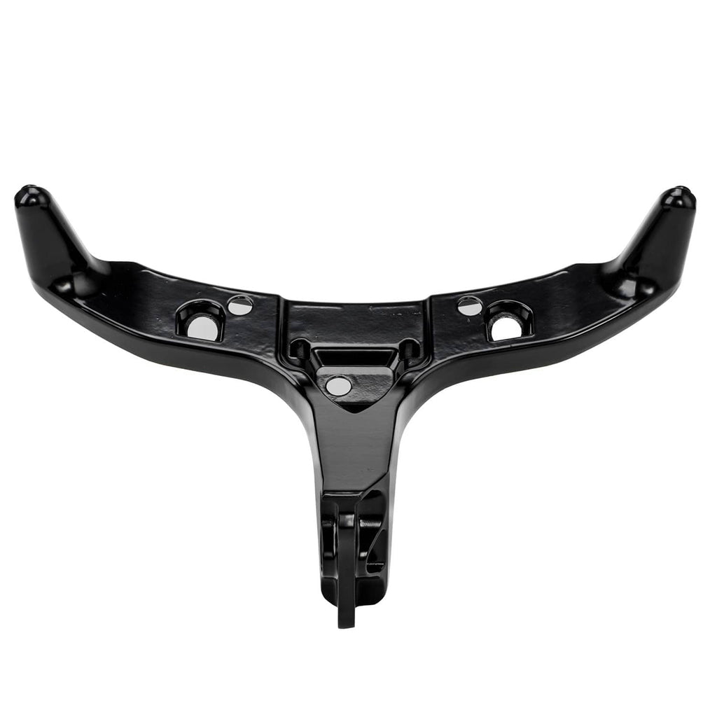 Black front headlight upper fairing stay bracket, curved bar with central strut