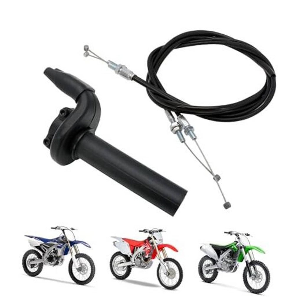 Black throttle grip with pull-cable assembly and dual metal end fittings