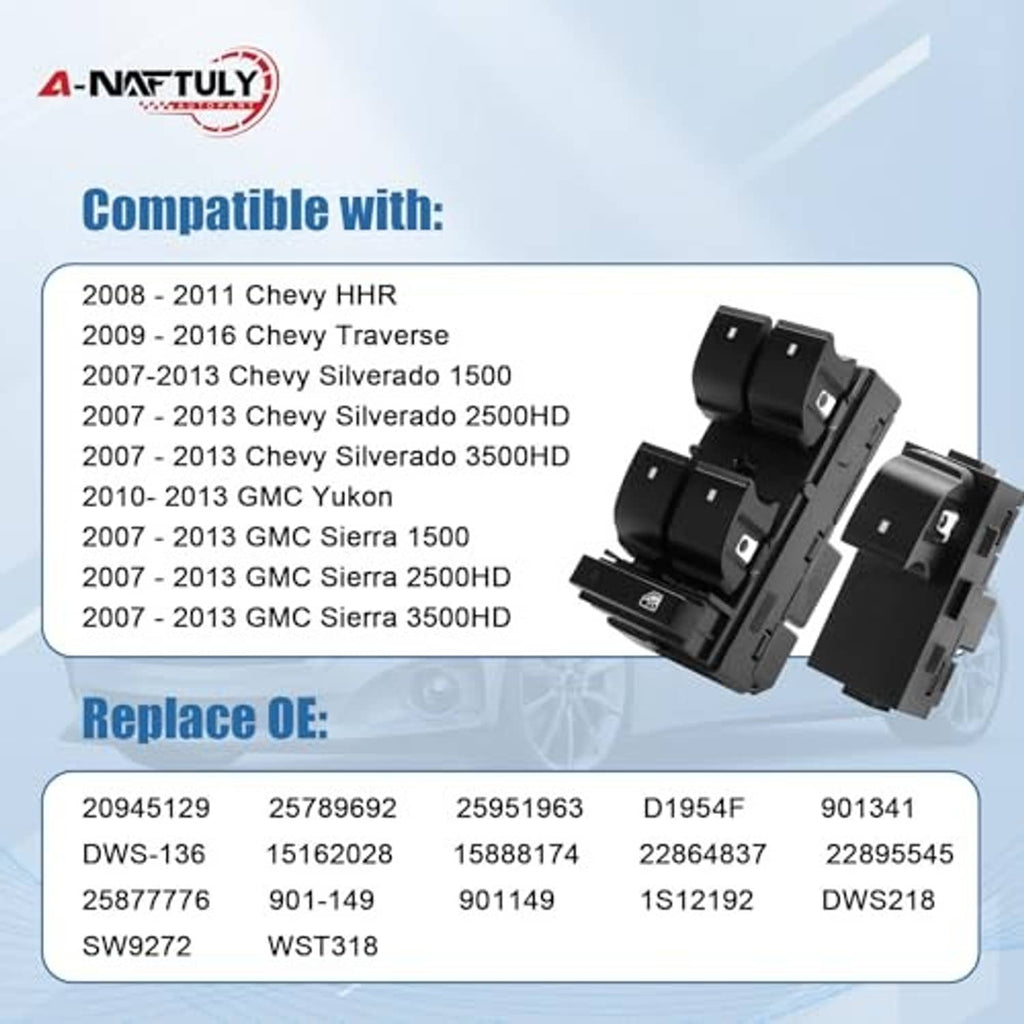 Power window switch modules shown with black switch housings and connector terminals