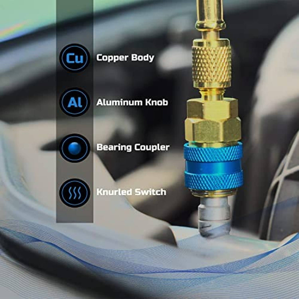 Brass and aluminum coupler with knurled switch and copper body attachment