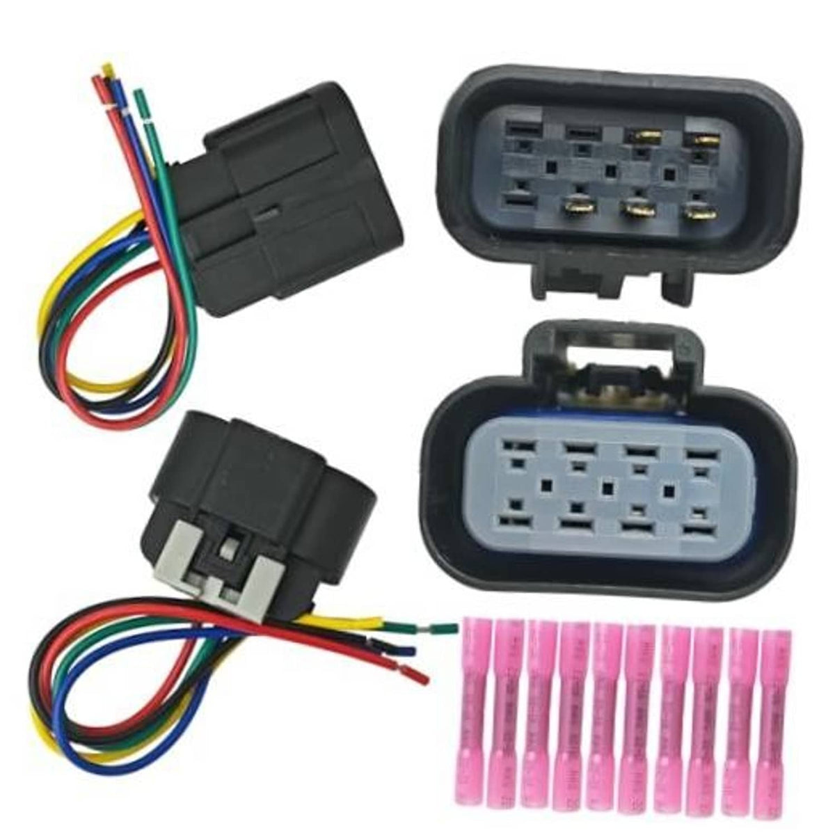 5-pin male and female headlight connector plug set with wire harness pigtails