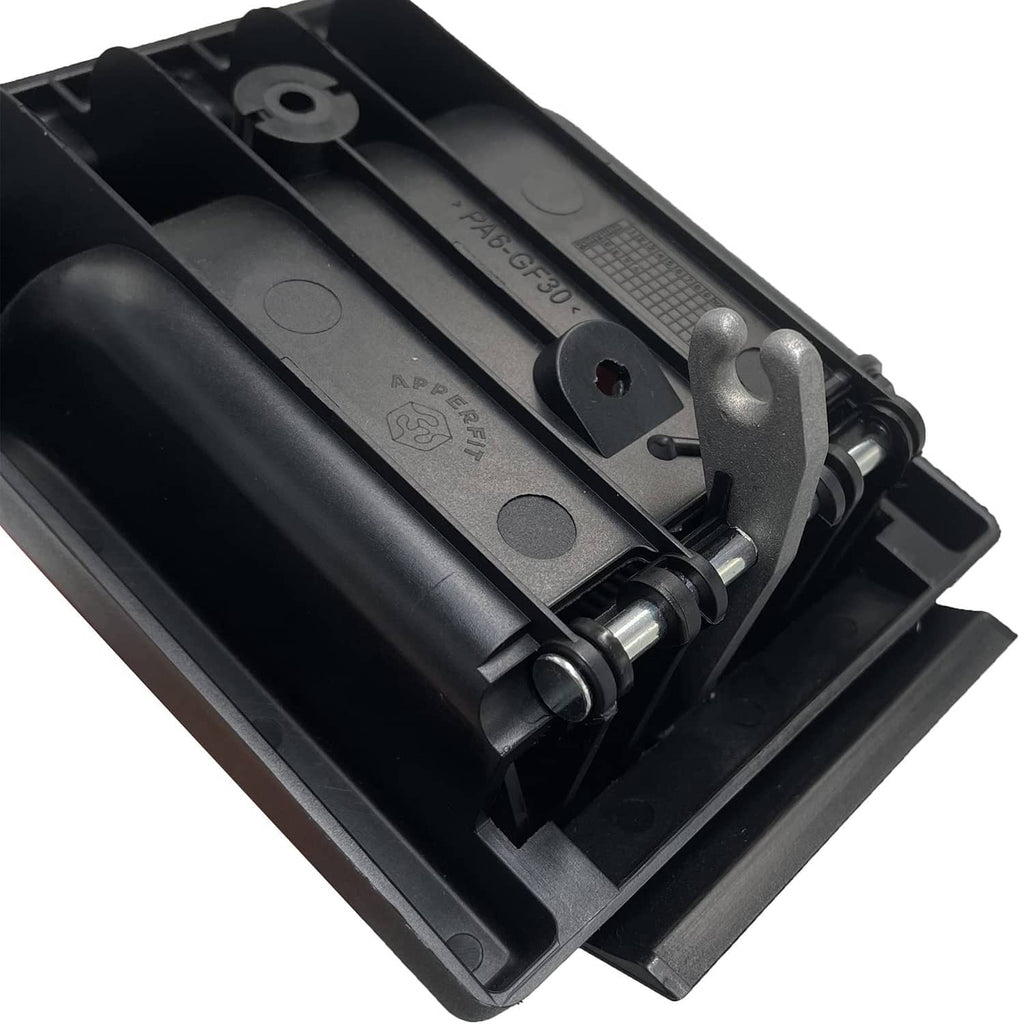 Sliding door interior handle metal clip, black housing with silver hardware
