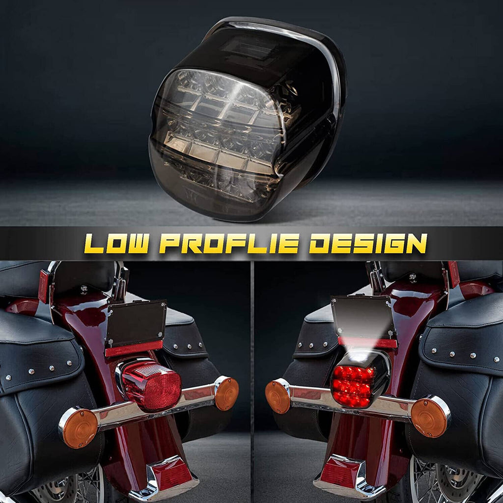 LED tail brake light installed on a motorcycle rear with smoked lens