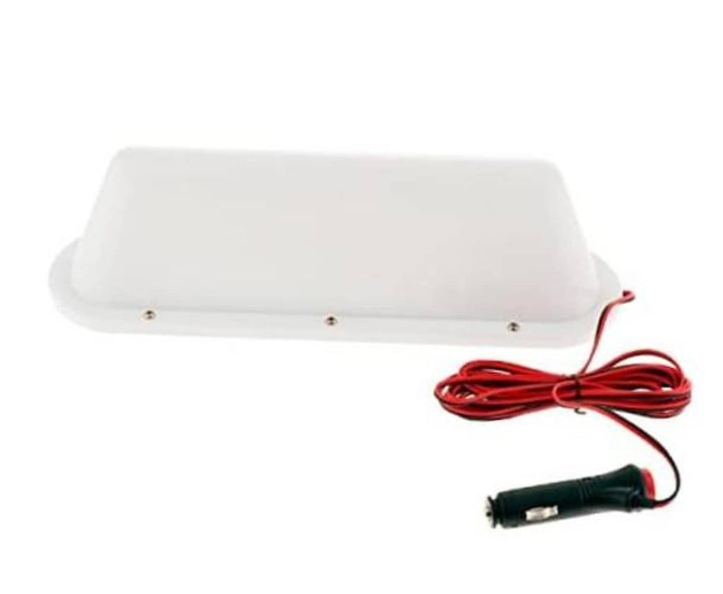 Magnetic 12V LED taxi roof dome light with white housing and red power wires