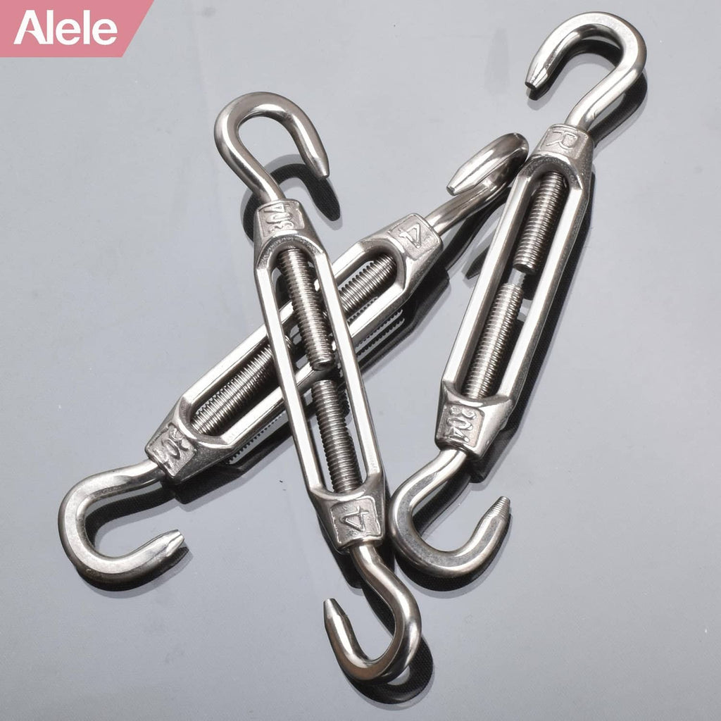 M4 stainless steel 304 turnbuckle set with adjustable U hooks and threaded bodies