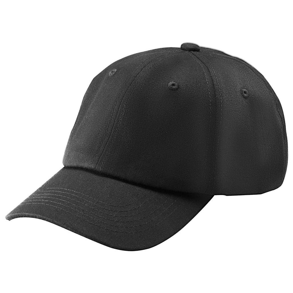 Black plain baseball cap with curved brim and embossed ventilation eyelets