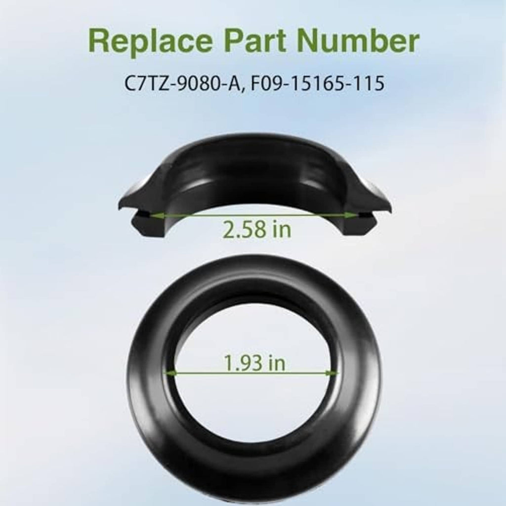 Black fuel tank filler neck grommet seal with inner ring opening