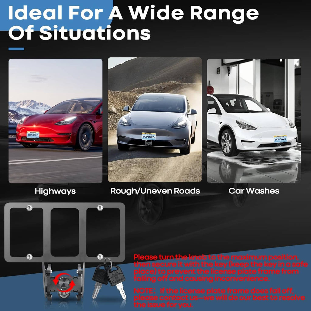 License plate mount frame and bracket with multi-situation use cues