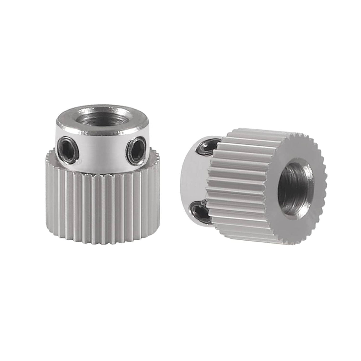 Stainless steel 36-tooth extruder drive gear and side view showing teeth