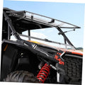 Black front flip windshield with clear panel and mounting frame for XP 1000