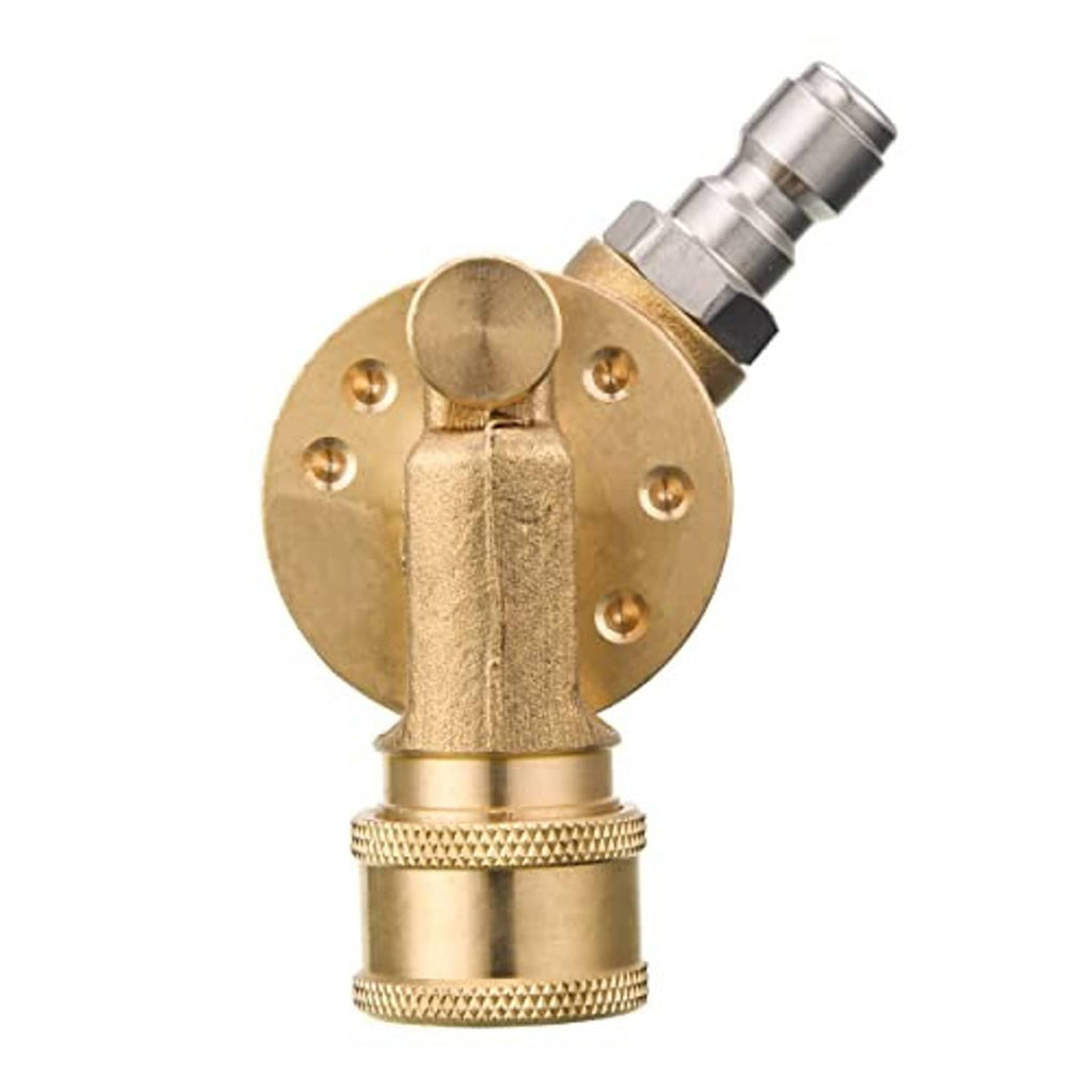 Brass pivoting quick-connect coupler with 1/4 in quick-plug fitting, side view