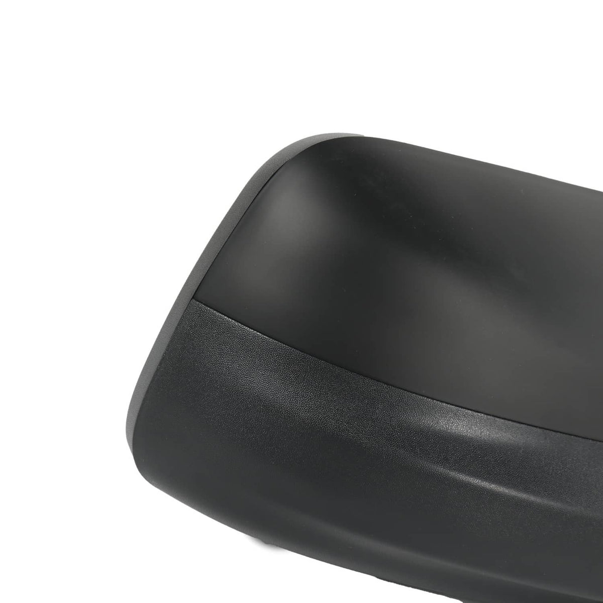 Right-side car mirror housing, textured black, with rounded top