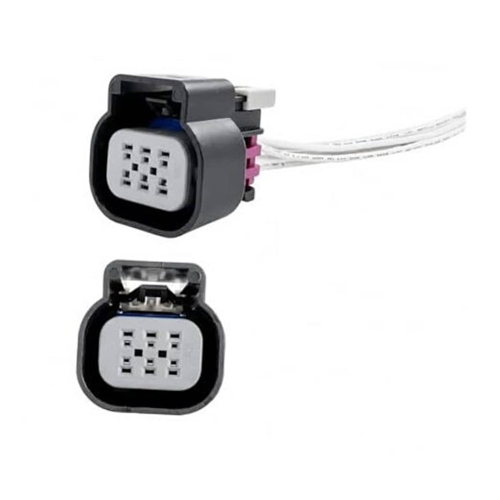 Throttle sensor connector with gray housing and white 12-pin plug, with wire leads