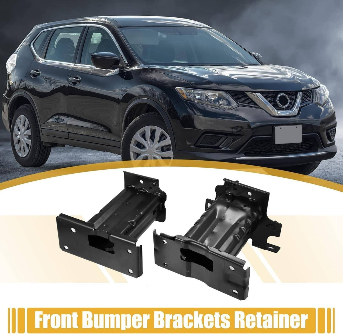 Black bumper bracket retainer set shown for vehicle fit, front bumper reinforcement parts