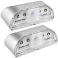 Silver keyhole auto PIR LED light with clear sensor lens and two indicator LEDs