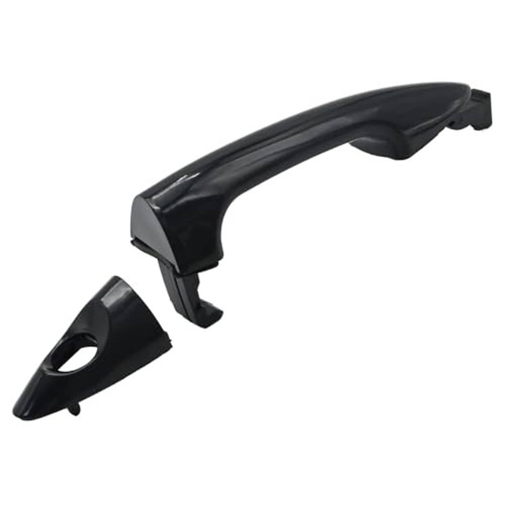 Exterior front door handle with insert panel, dark black finish