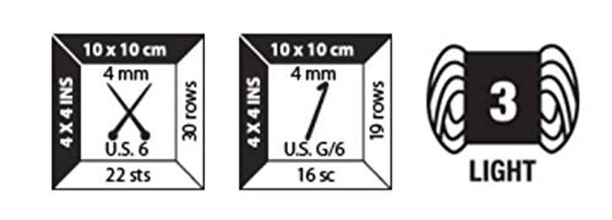 Yarn gauge diagram for 10x10 cm, shows stitches and rows