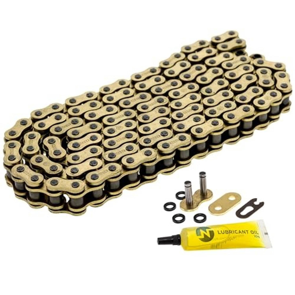 Gold X-Ring drive chain with front and rear sprockets and included installation parts