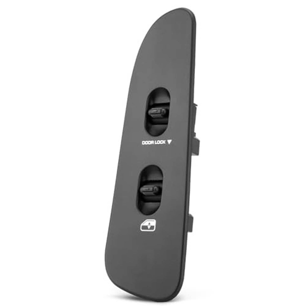 Power window and door lock switch panel, dark gray, angled view with two buttons