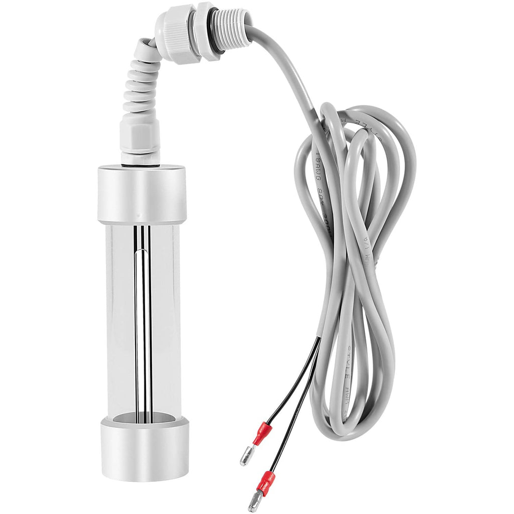 Salt cell replacement electrode cylinder with white fittings and attached gray cable leads