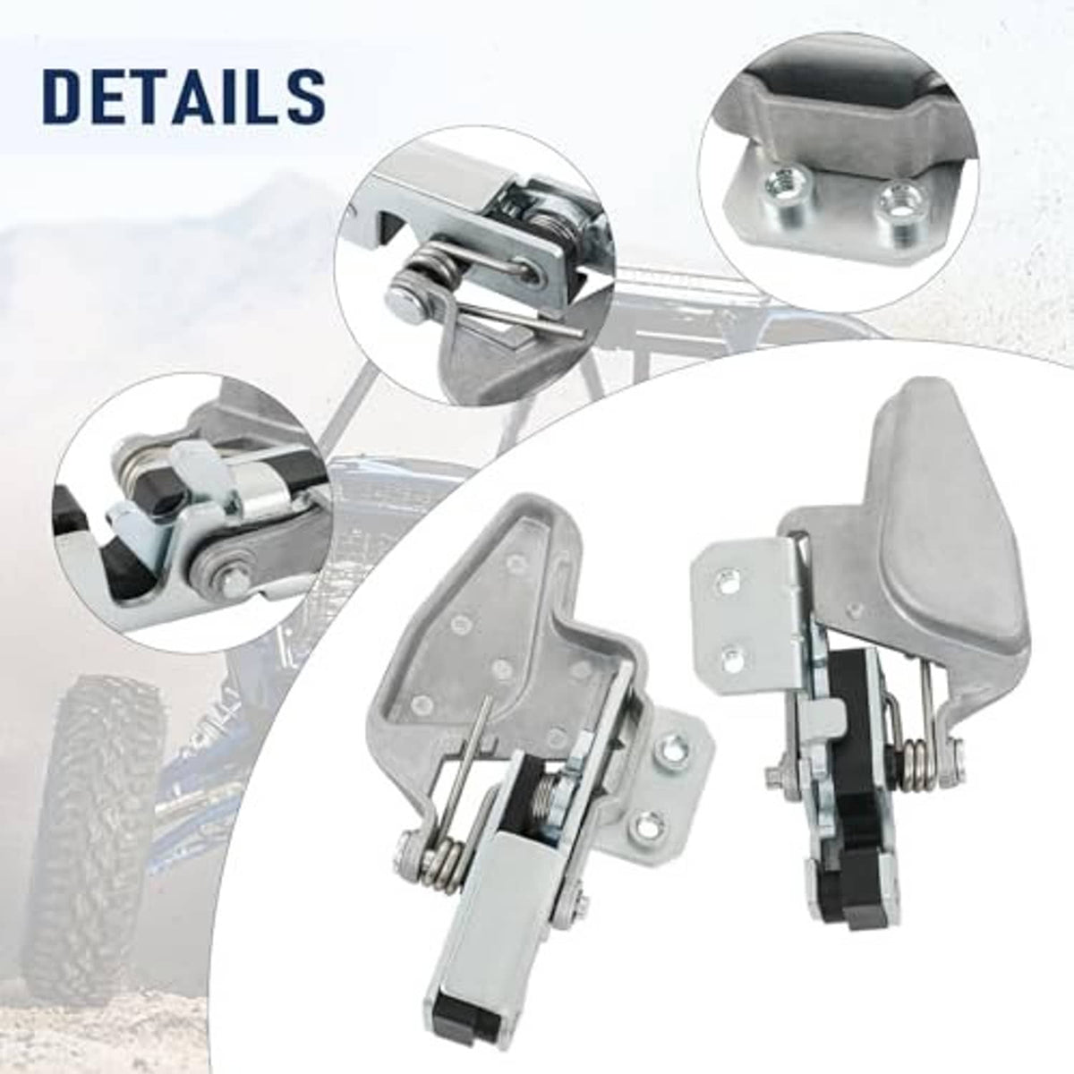 Two-piece door latch lock set with latches, screws, and spring assemblies