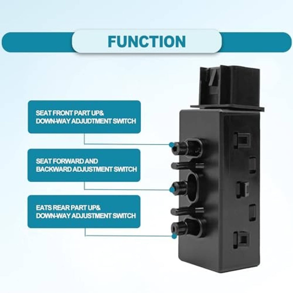 Black power seat switch module with multiple adjustment switch connectors