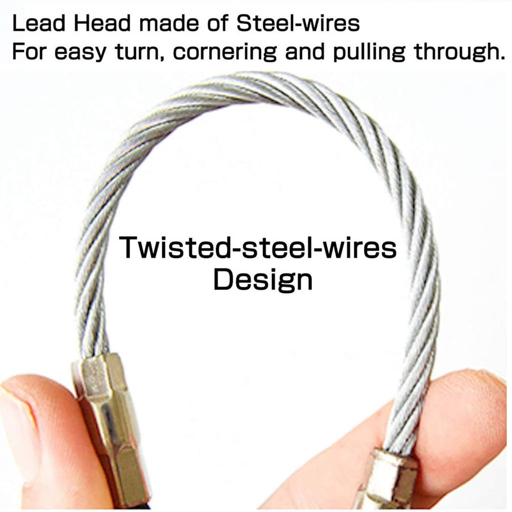 Twisted-steel lead head for cable puller rod, shown with brass connector tips