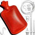 Red 2-quart enema bag kit with hose, nozzle tips, and flow clamp