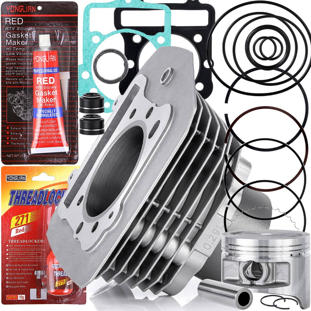 Cylinder piston top end rebuild kit with silver cylinder, piston, and O-ring and ring set