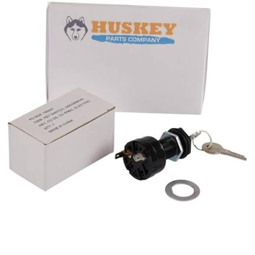 Golf cart ignition key switch with keys, O-ring, and HUSKEY parts box