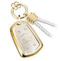 Gold matte key fob cover with protective shell, keyring loop, and braided strap