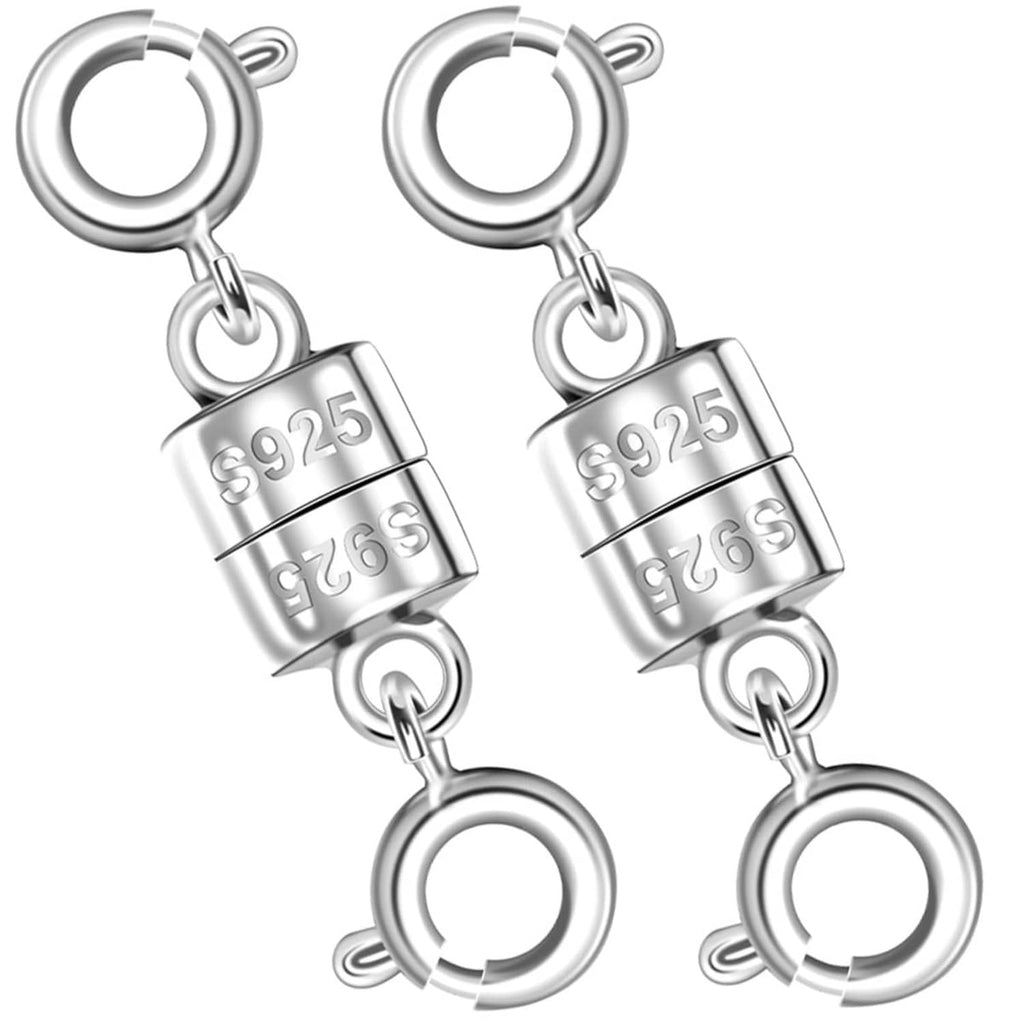 925 sterling silver magnetic necklace/bracelet clasp extender with circular rings and lock
