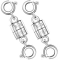 925 sterling silver magnetic necklace/bracelet clasp extender with circular rings and lock