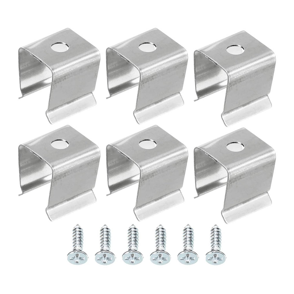 Stainless steel rope light mounting clips with screw holes, silver finish