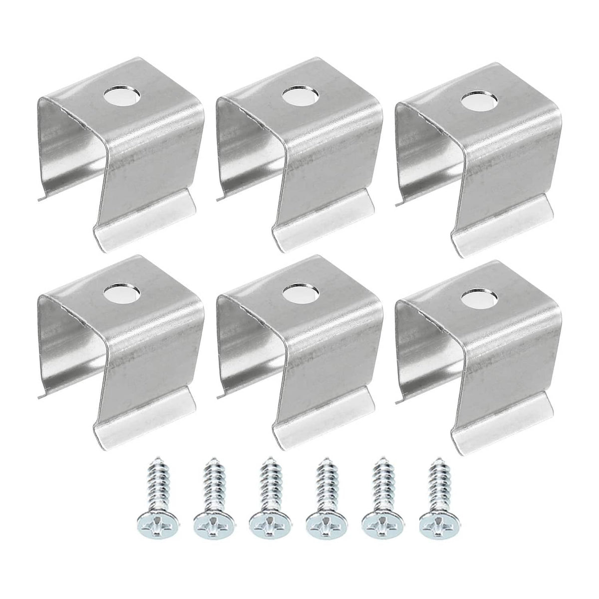 Stainless steel rope light mounting clips with screw holes, silver finish