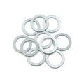 Set of 10 metallic gray crush washers for engine oil drain plugs, flat circular rings