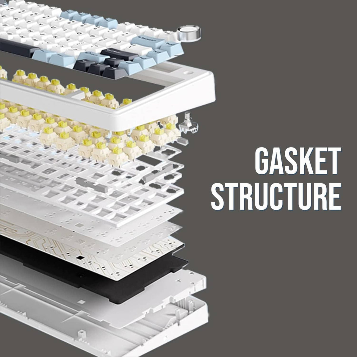 RivetOak EPOMAKER x Aula F75 Gasket Mechanical Keyboard, LEOBOG Reaper Switch, Black