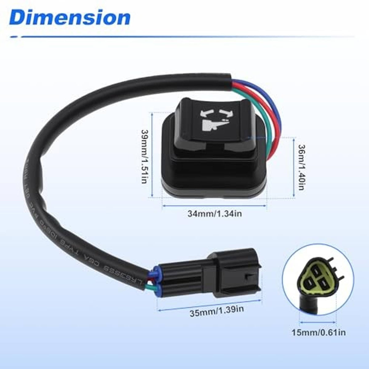 Compact trim & tilt switch with black housing and multicolor wire connector