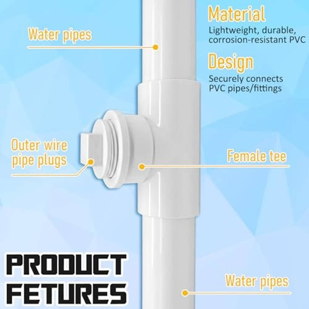 White PVC threaded plug adapter cap fitting piece with socket end