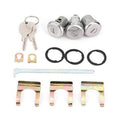 Car door trunk lock cylinder key set with 3 locks, 2 keys, seals and mounting clips