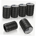 Black valve stem caps with diamond texture and round top with US flag design